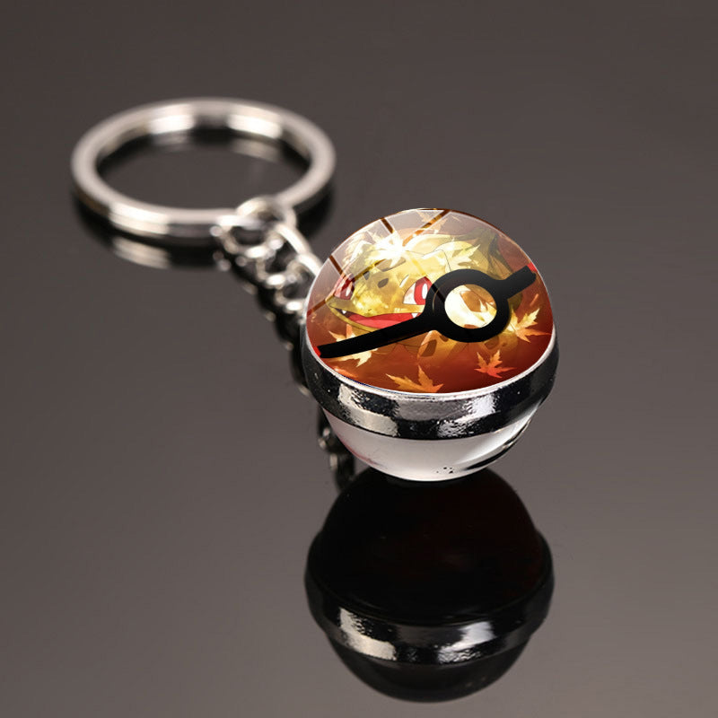 Pokemon Pikachu Crystal Glass Ball Metal Keychain