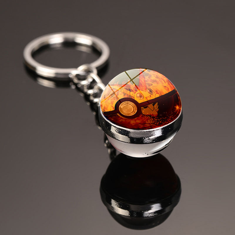 Pokemon Pikachu Crystal Glass Ball Metal Keychain