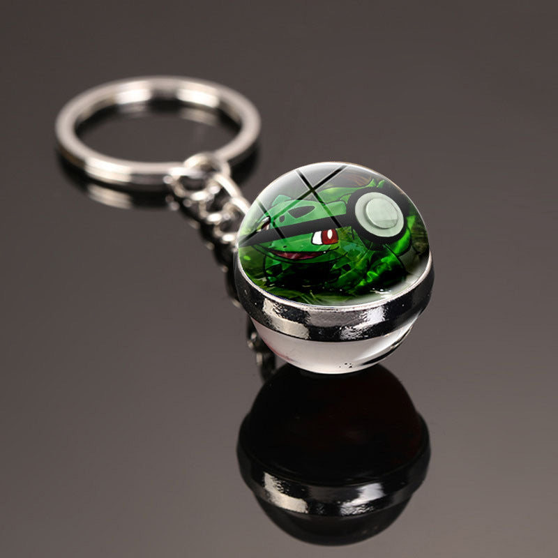 Pokemon Pikachu Crystal Glass Ball Metal Keychain