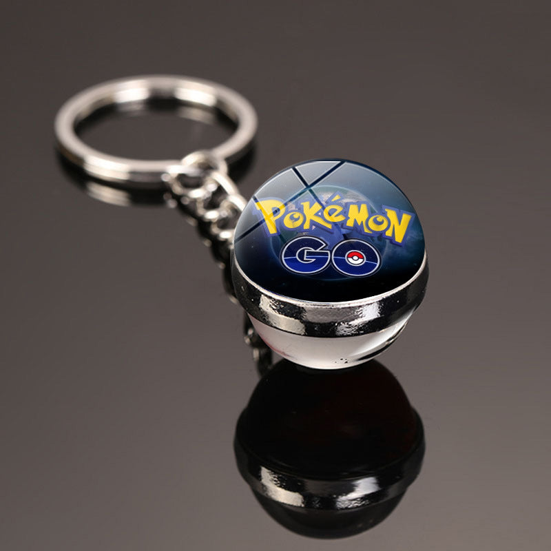 Pokemon Pikachu Crystal Glass Ball Metal Keychain