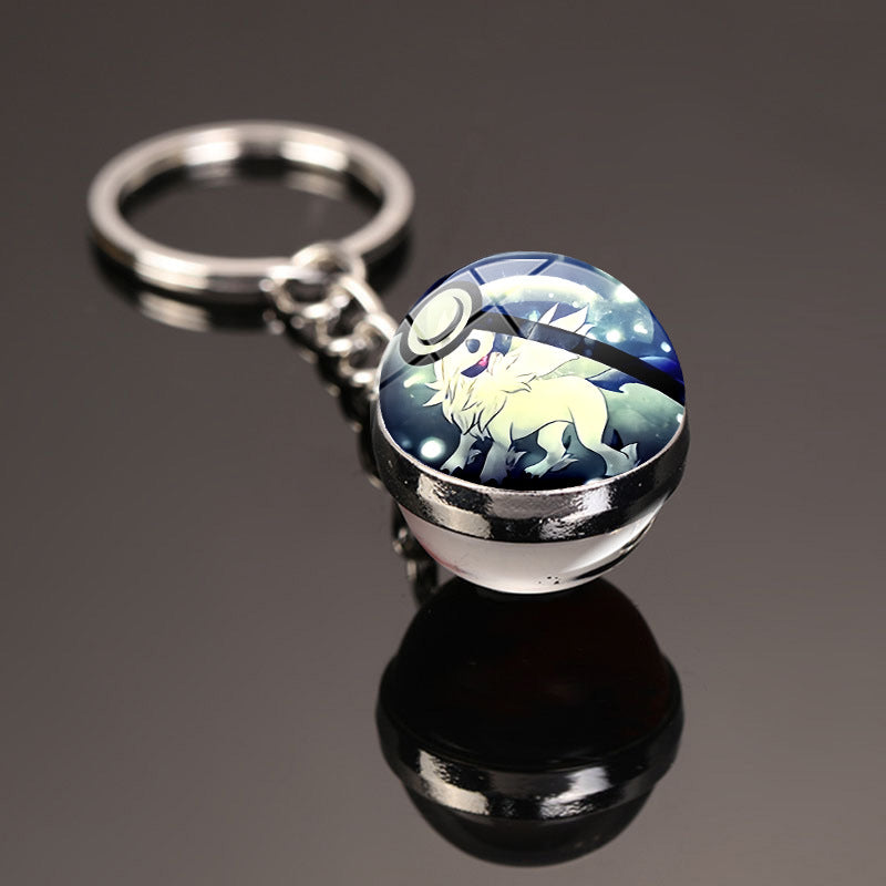Pokemon Pikachu Crystal Glass Ball Metal Keychain