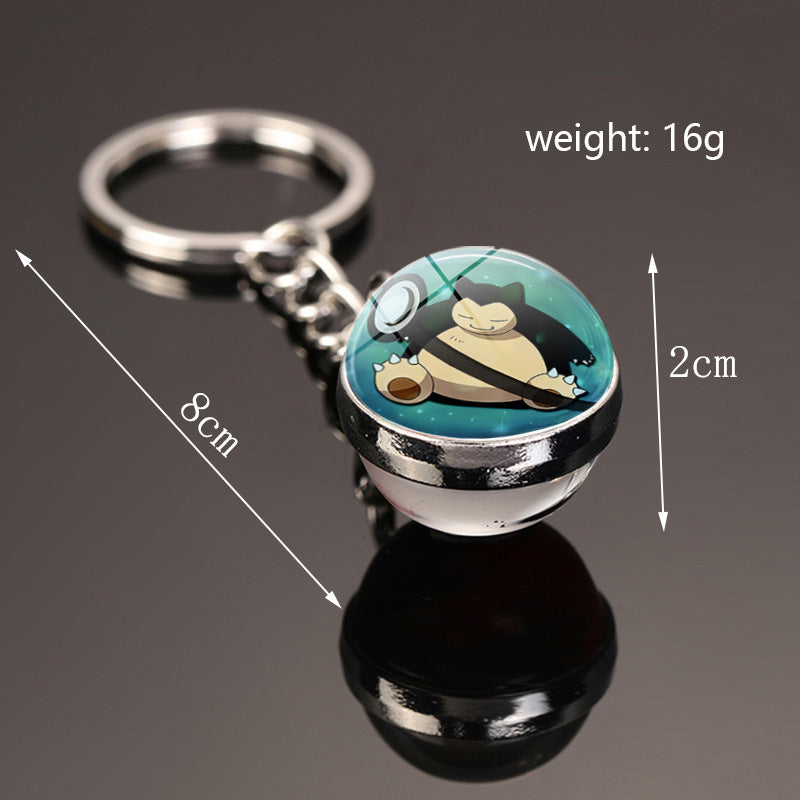 Pokemon Pikachu Crystal Glass Ball Metal Keychain