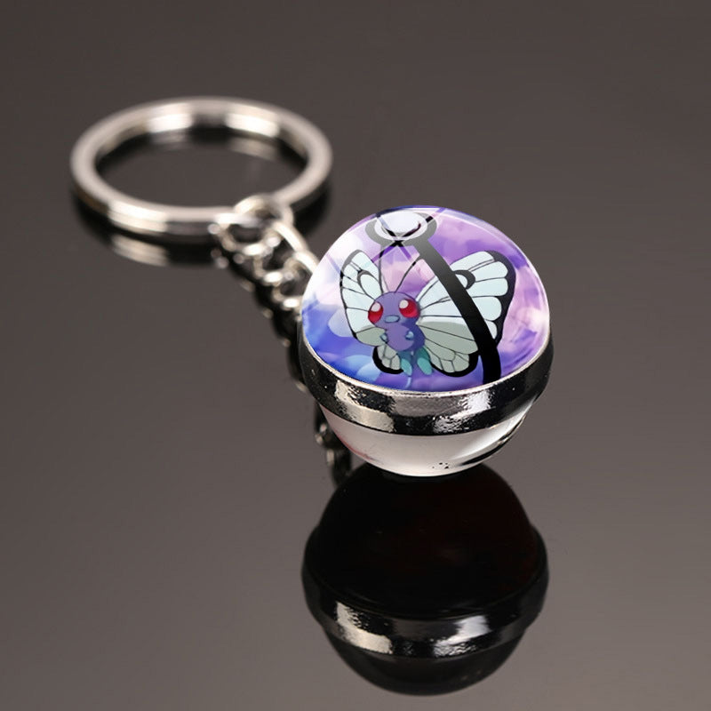Pokemon Pikachu Crystal Glass Ball Metal Keychain