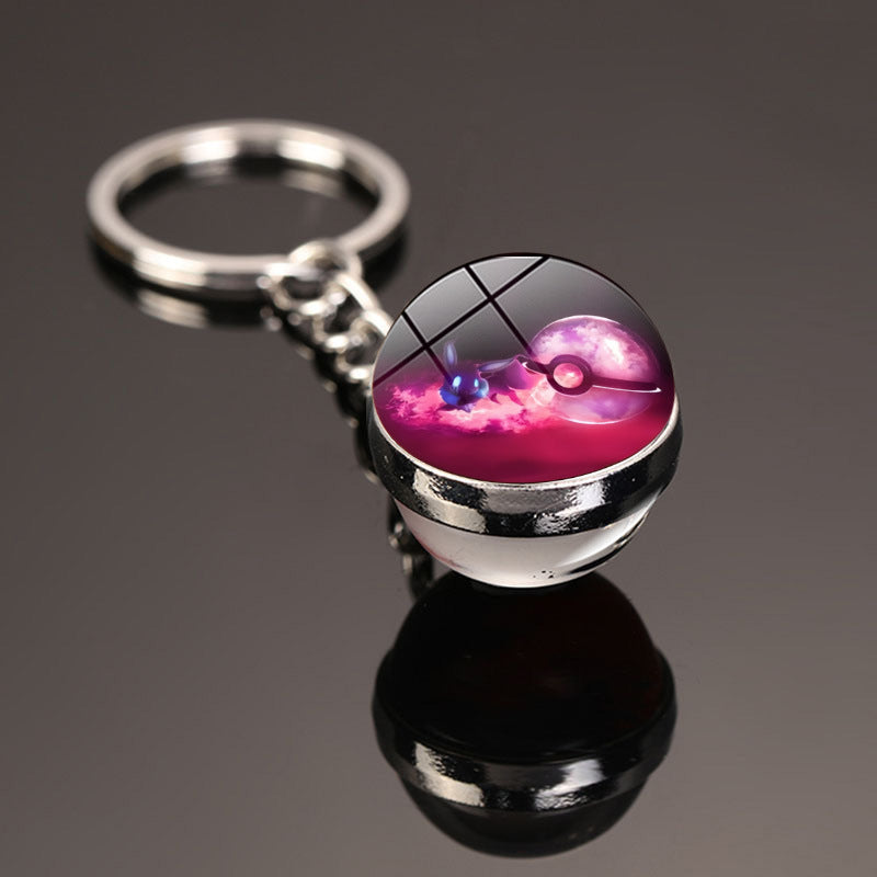 Pokemon Pikachu Crystal Glass Ball Metal Keychain