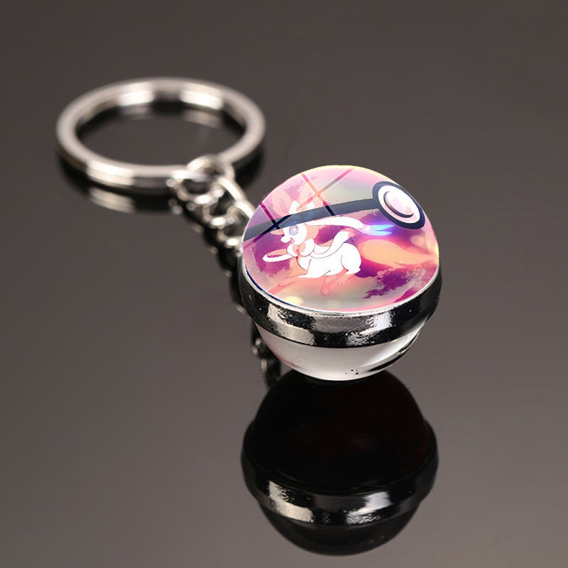 Pokemon Pikachu Crystal Glass Ball Metal Keychain