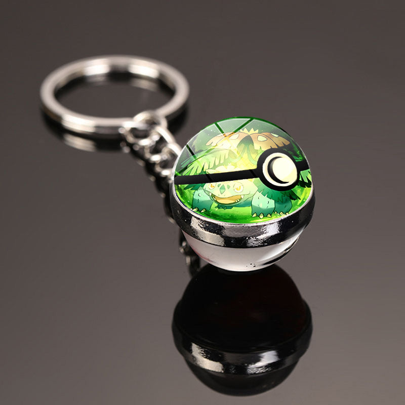 Pokemon Pikachu Crystal Glass Ball Metal Keychain
