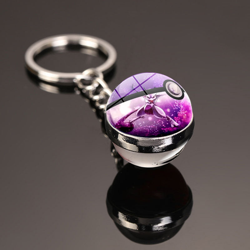 Pokemon Pikachu Crystal Glass Ball Metal Keychain