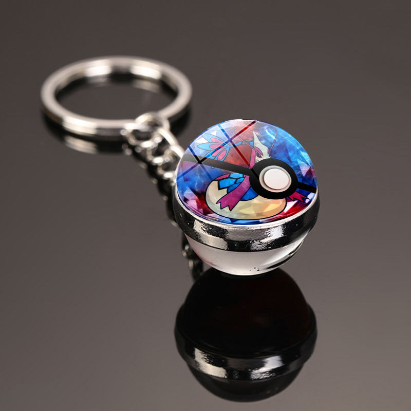Pokemon Pikachu Crystal Glass Ball Metal Keychain