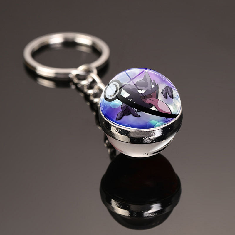 Pokemon Pikachu Crystal Glass Ball Metal Keychain