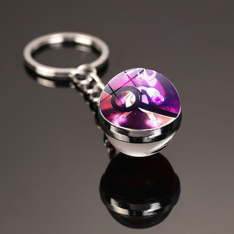 Pokemon Pikachu Crystal Glass Ball Metal Keychain