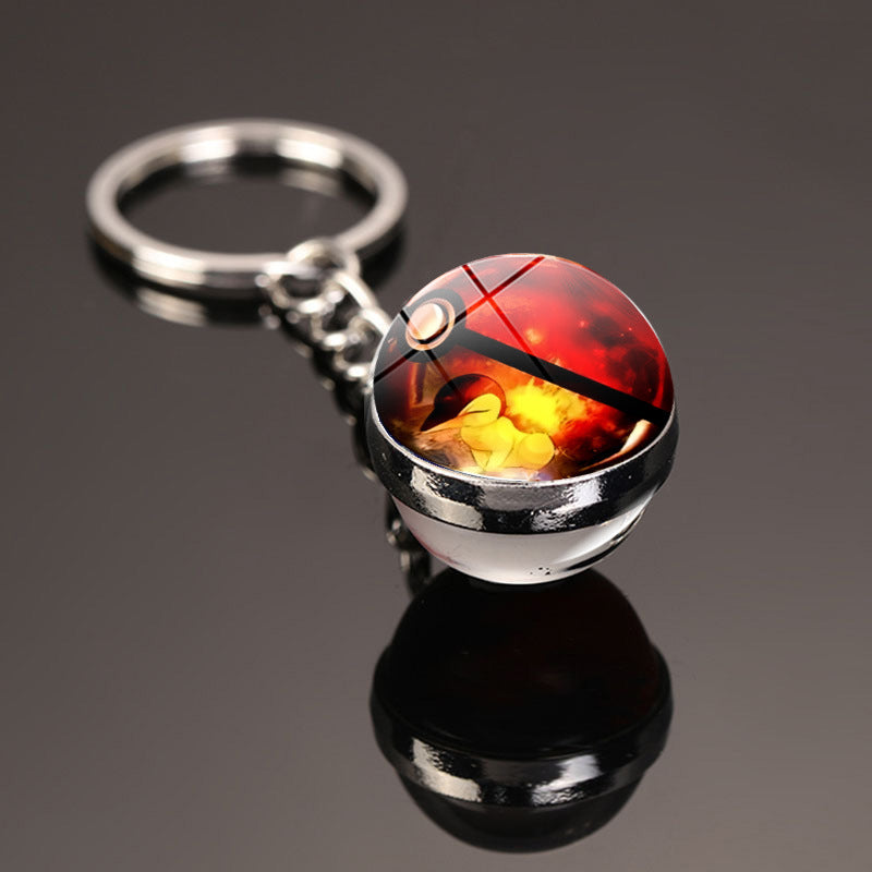 Pokemon Pikachu Crystal Glass Ball Metal Keychain