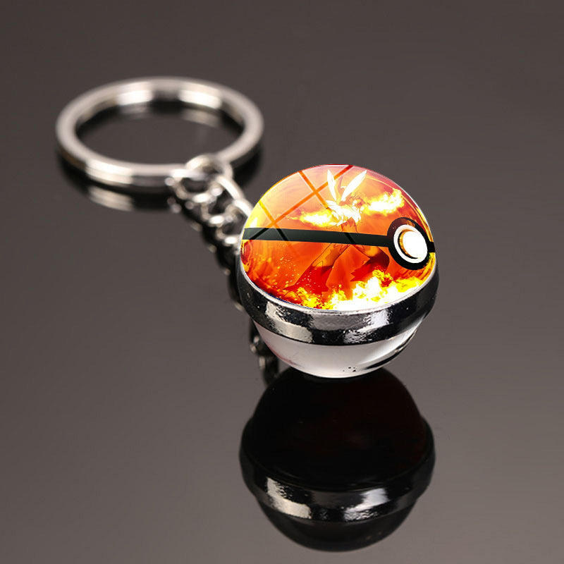 Pokemon Pikachu Crystal Glass Ball Metal Keychain