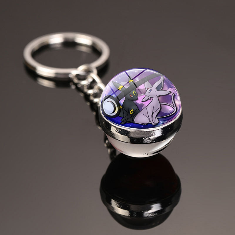 Pokemon Pikachu Crystal Glass Ball Metal Keychain