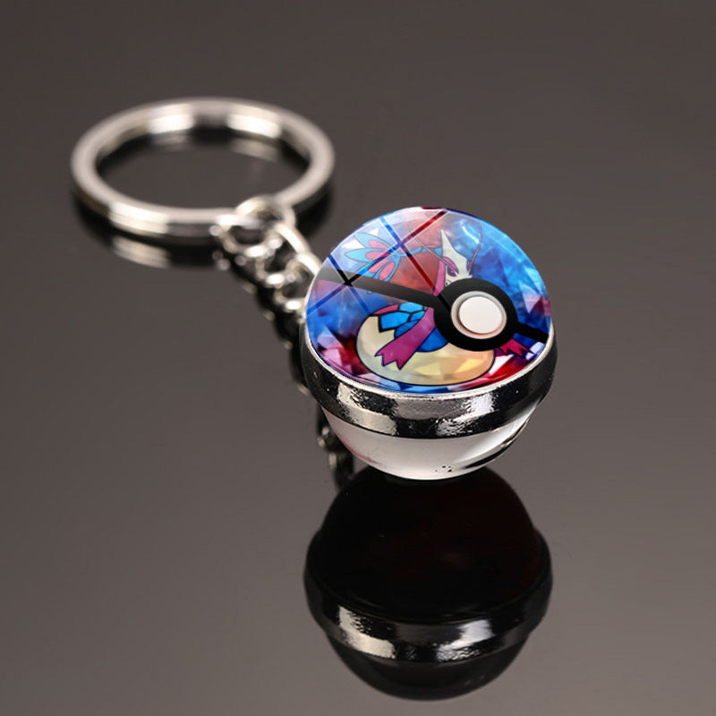 Pokemon Pikachu Crystal Glass Ball Metal Keychain
