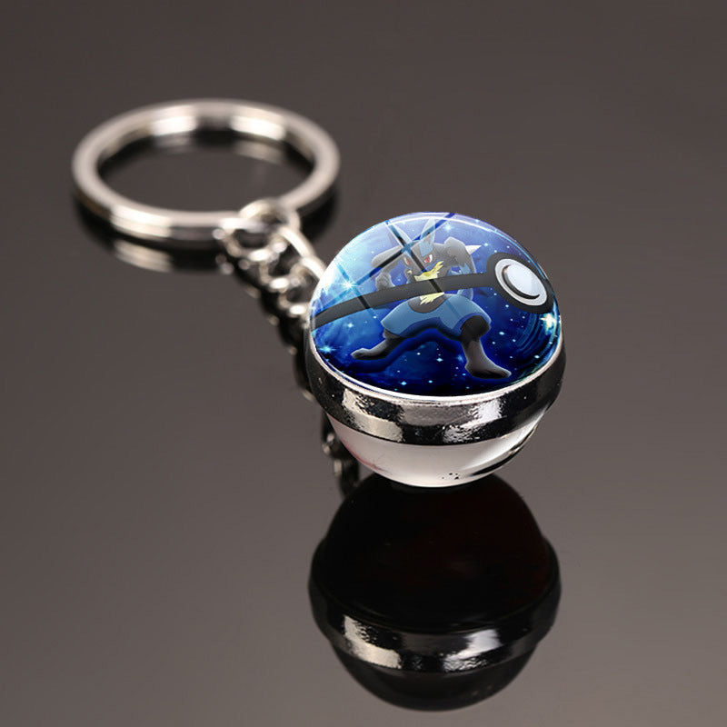 Pokemon Pikachu Crystal Glass Ball Metal Keychain