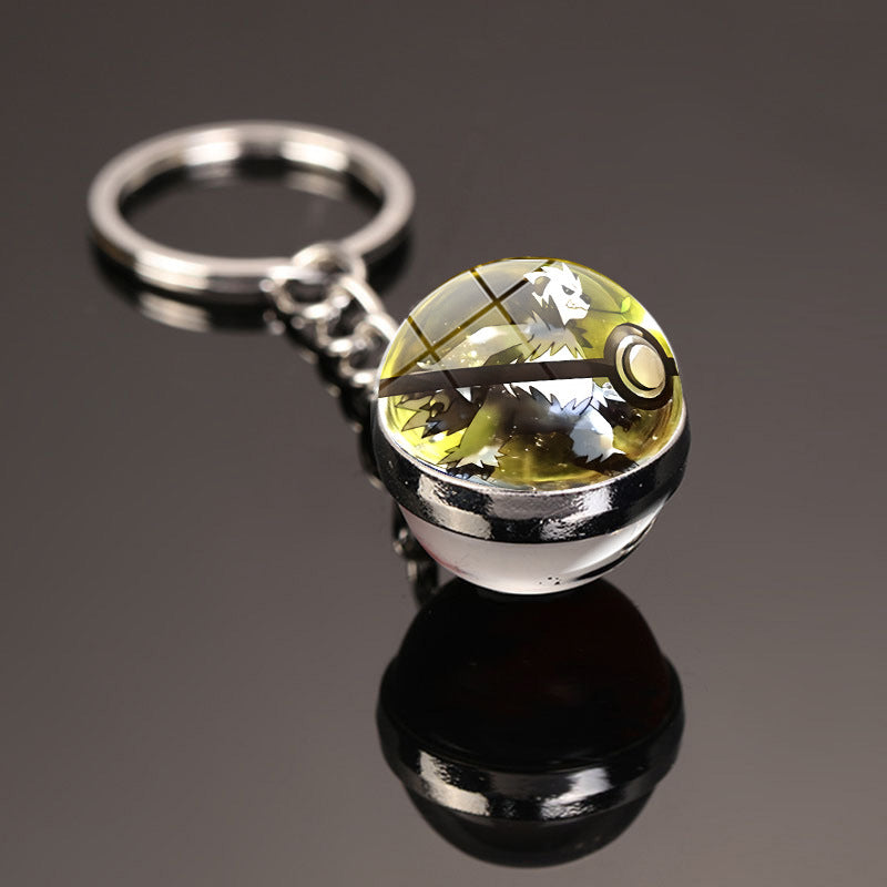 Pokemon Pikachu Crystal Glass Ball Metal Keychain