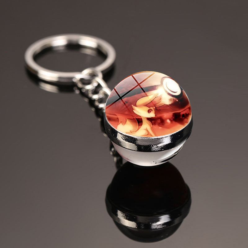 Pokemon Pikachu Crystal Glass Ball Metal Keychain