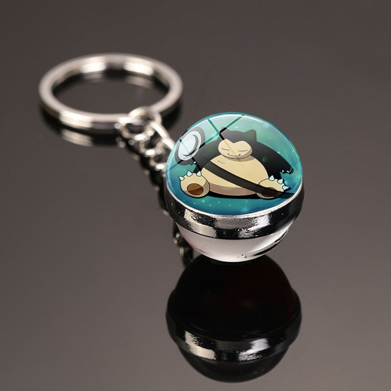 Pokemon Pikachu Crystal Glass Ball Metal Keychain