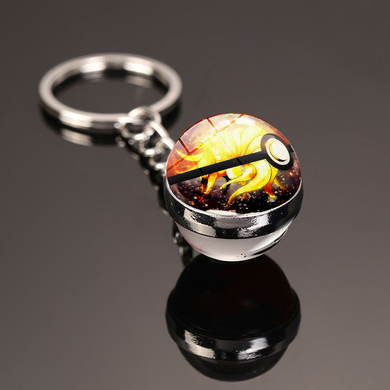 Pokemon Pikachu Crystal Glass Ball Metal Keychain