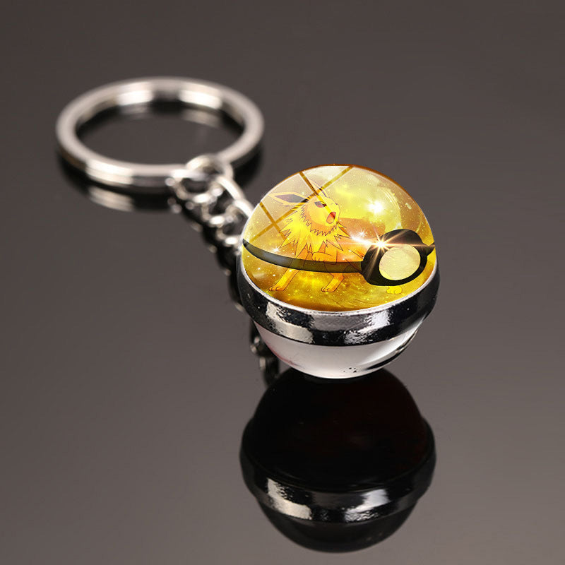 Pokemon Pikachu Crystal Glass Ball Metal Keychain