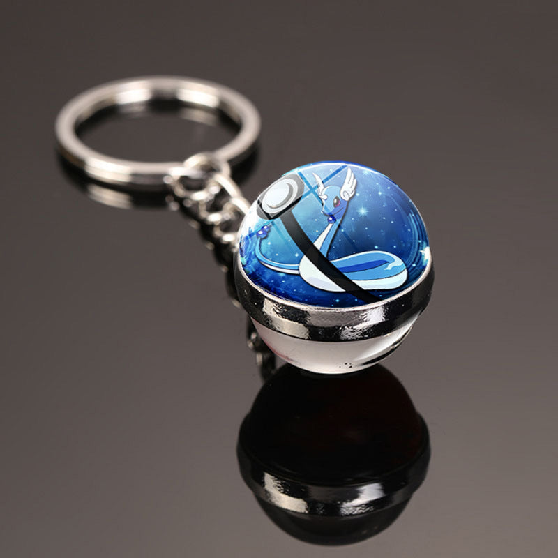 Pokemon Pikachu Crystal Glass Ball Metal Keychain