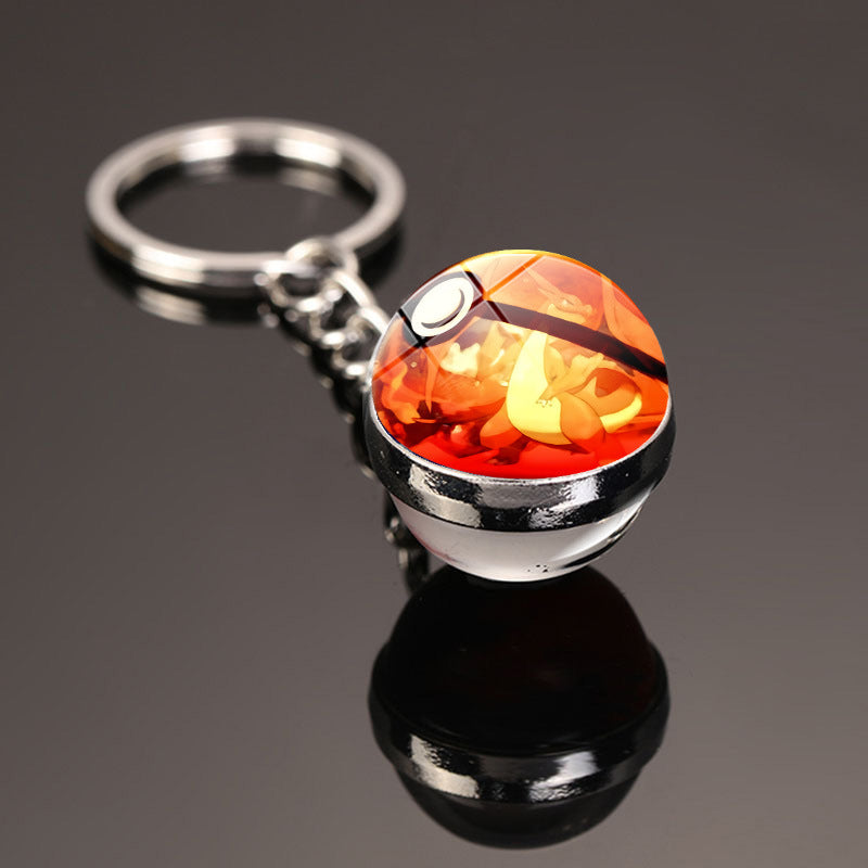 Pokemon Pikachu Crystal Glass Ball Metal Keychain