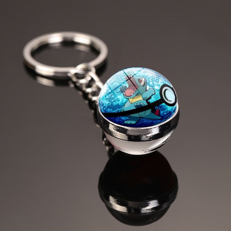 Pokemon Pikachu Crystal Glass Ball Metal Keychain