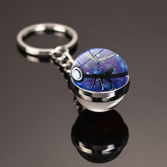 Pokemon Pikachu Crystal Glass Ball Metal Keychain