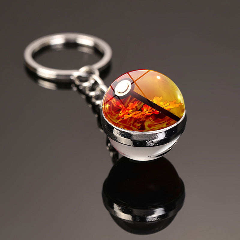 Pokemon Pikachu Crystal Glass Ball Metal Keychain